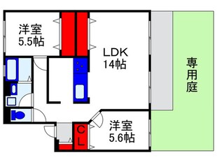 ヴェルドミール・ユタカB棟(1階)の物件間取画像